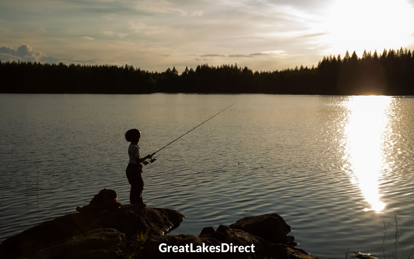 Sunset fishing in Lake Huron