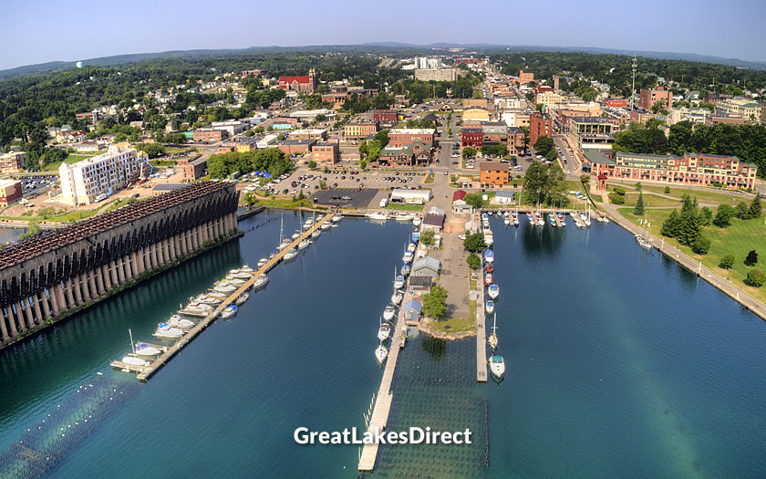 Aerial view of downtown Marquette